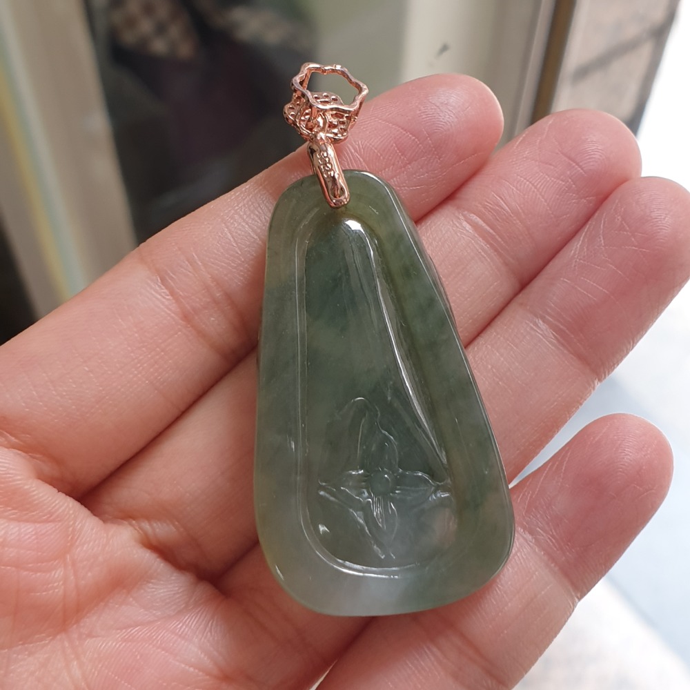 逸品軒～天然緬甸玉A貨-Z6444 -925銀冰糯上山虎牌墜子 長43.5mm寬24.5mm厚7.1mm-細節圖4