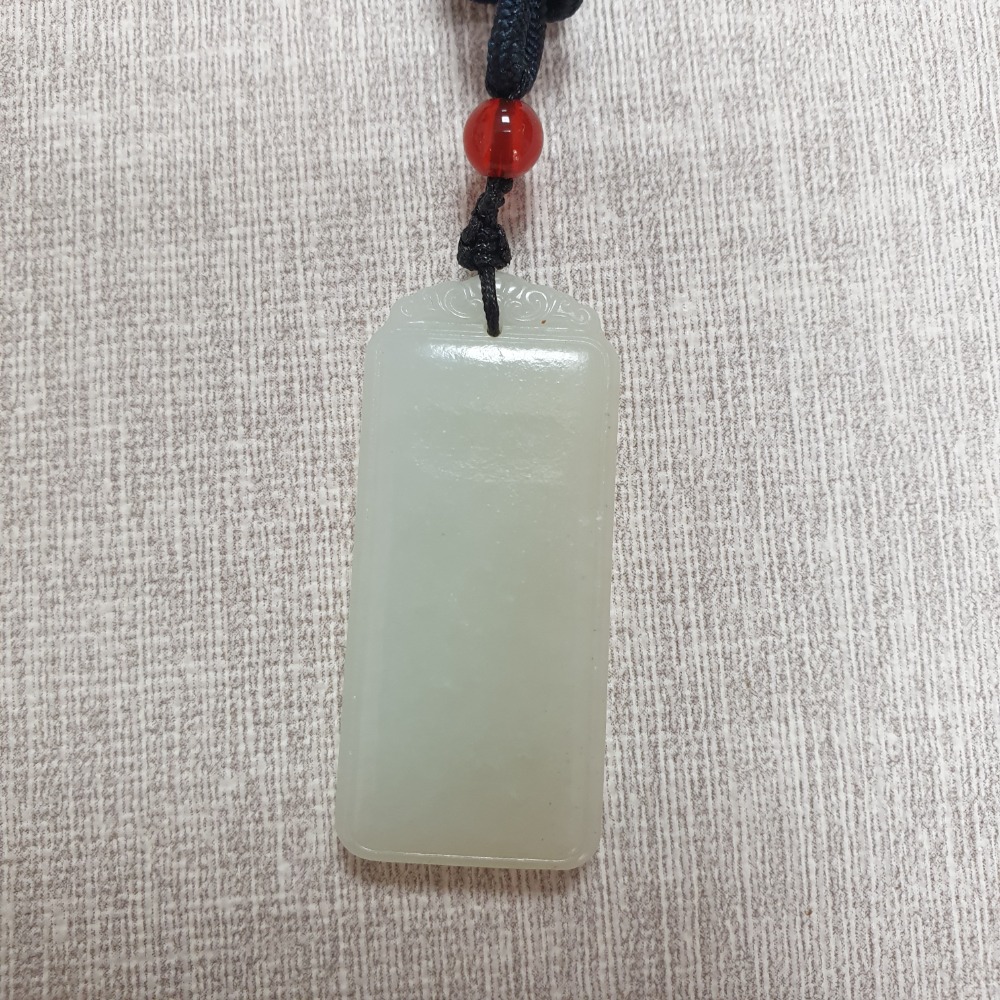 逸品軒～和田玉無事牌墜子-Z6515 長42mm寬18.8mm厚6.2mm-細節圖2