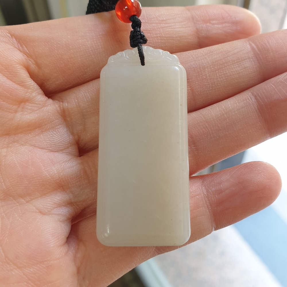 逸品軒～和田玉無事牌墜子-Z6515 長42mm寬18.8mm厚6.2mm-細節圖4