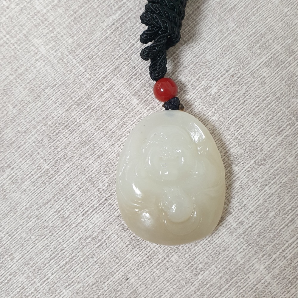 逸品軒～和田玉佛公墜子-Z6521 長34.4mm寬28.1mm厚10.6mm-細節圖2