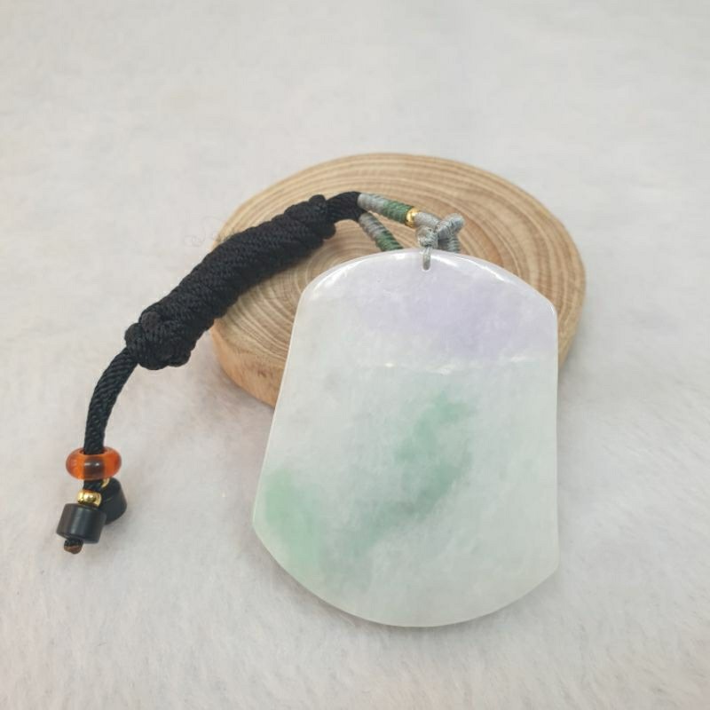 逸品軒～天然緬甸玉A貨-Z6536-淡紫羅蘭飄花山水墜子長55.7mm寬44.1mm厚11.9mm-細節圖4