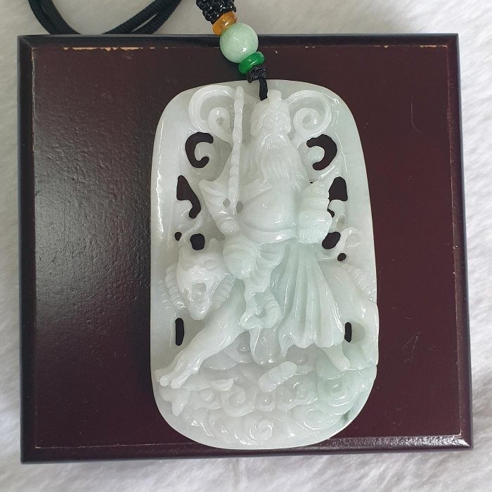 天然緬甸玉A貨-Z6541-武財神墜子(趙公明) 長76.4mm寬46.6mm厚12.2mm 💰特價2500元-細節圖5