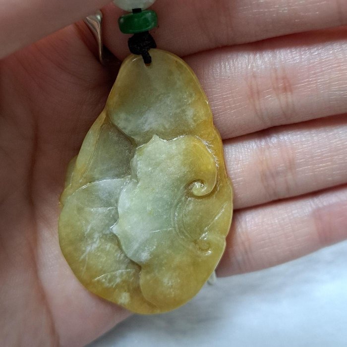 逸品軒～天然緬甸玉A貨-Z6557-黃翡貔貅如意招財墜子 長44.6mm寬28.3mm厚10mm 💰售價1980元-細節圖2
