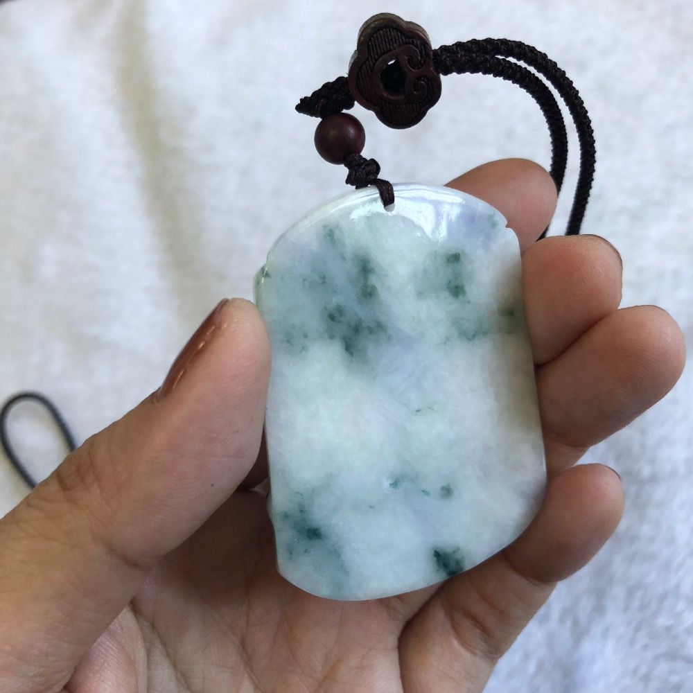 逸品軒～天然緬甸玉A貨-Z6591-紫羅蘭飄花鳥語花香墜子- 長約55mm 寬約42.8mm 厚約7mm 售價1380元-細節圖4