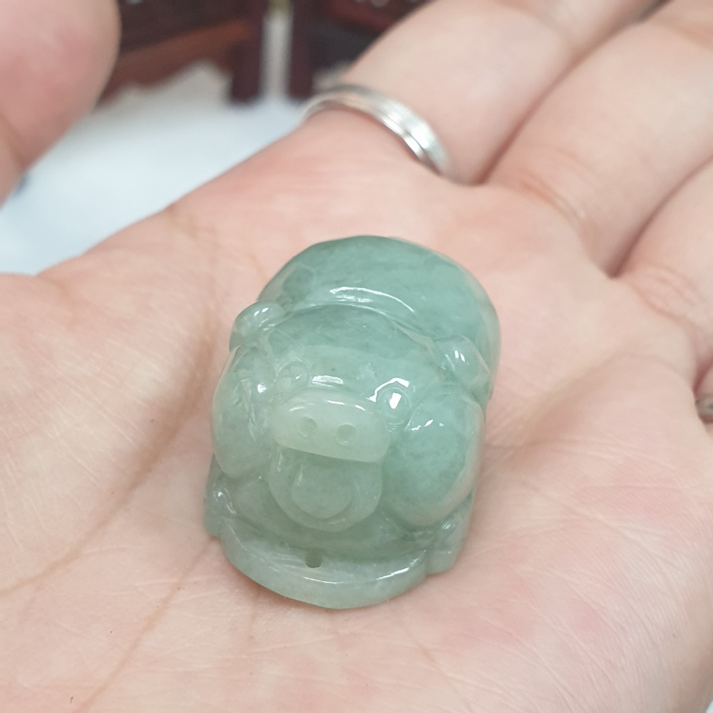 逸品軒～天然緬甸玉A貨-Z6602-小豬墜子/小擺件 長28.2mm寬18.4mm厚15.7mm-細節圖4