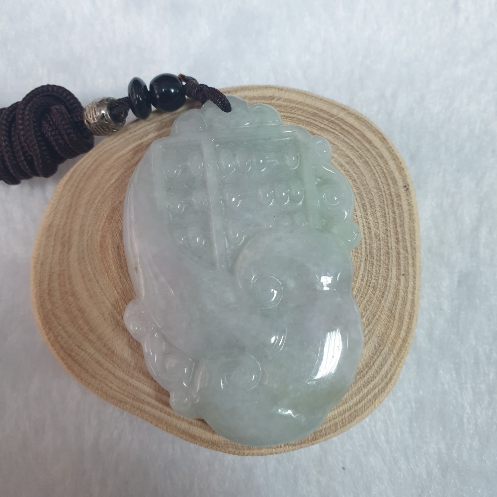 逸品軒～天然緬甸玉A貨-如意算盤墜子-Z6609 長53.9mm寬36.3mm厚6.5mm ♥️售價800元-細節圖5