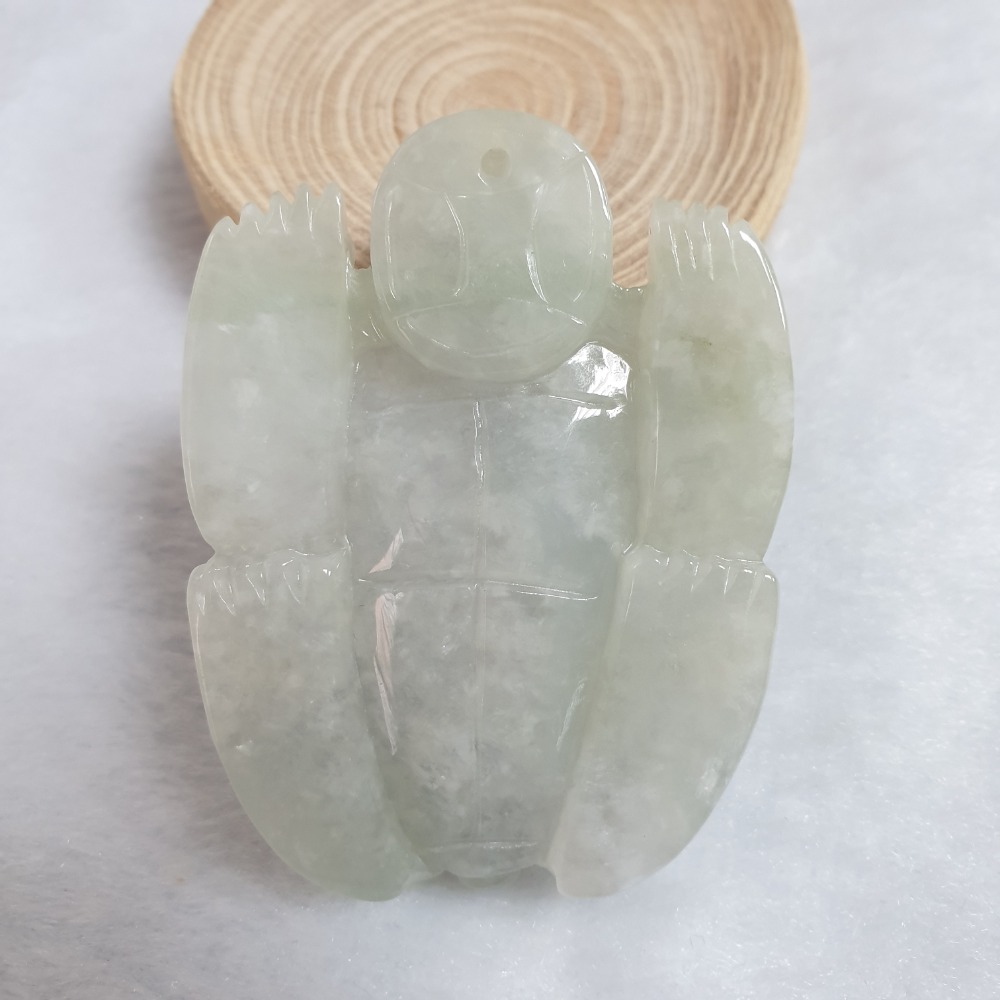 逸品軒～天然緬甸玉A貨-O0441-龍龜墜子/小擺件 長56.2mm寬41.7mm厚17mm 💰售價2800元-細節圖2