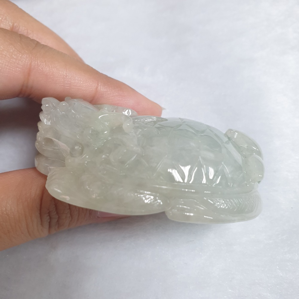 逸品軒～天然緬甸玉A貨-O0441-龍龜墜子/小擺件 長56.2mm寬41.7mm厚17mm 💰售價2800元-細節圖3