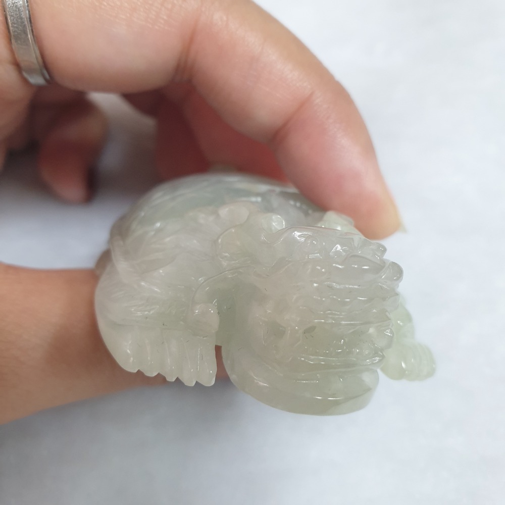 逸品軒～天然緬甸玉A貨-O0441-龍龜墜子/小擺件 長56.2mm寬41.7mm厚17mm 💰售價2800元-細節圖5