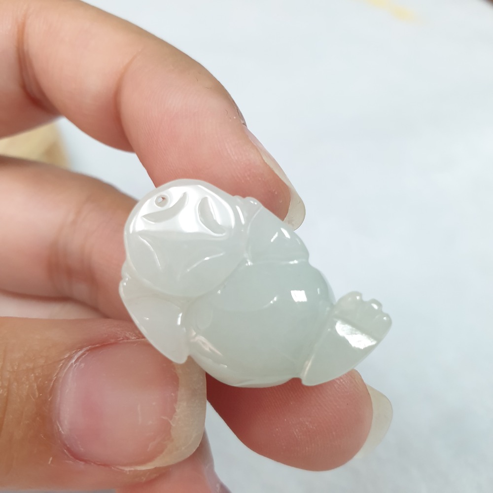 逸品軒～天然緬甸玉A貨-Z6666-細糯貔貅貔貅小擺件/墜子 長25.1mm寬16.2mm厚14.1mm-細節圖3