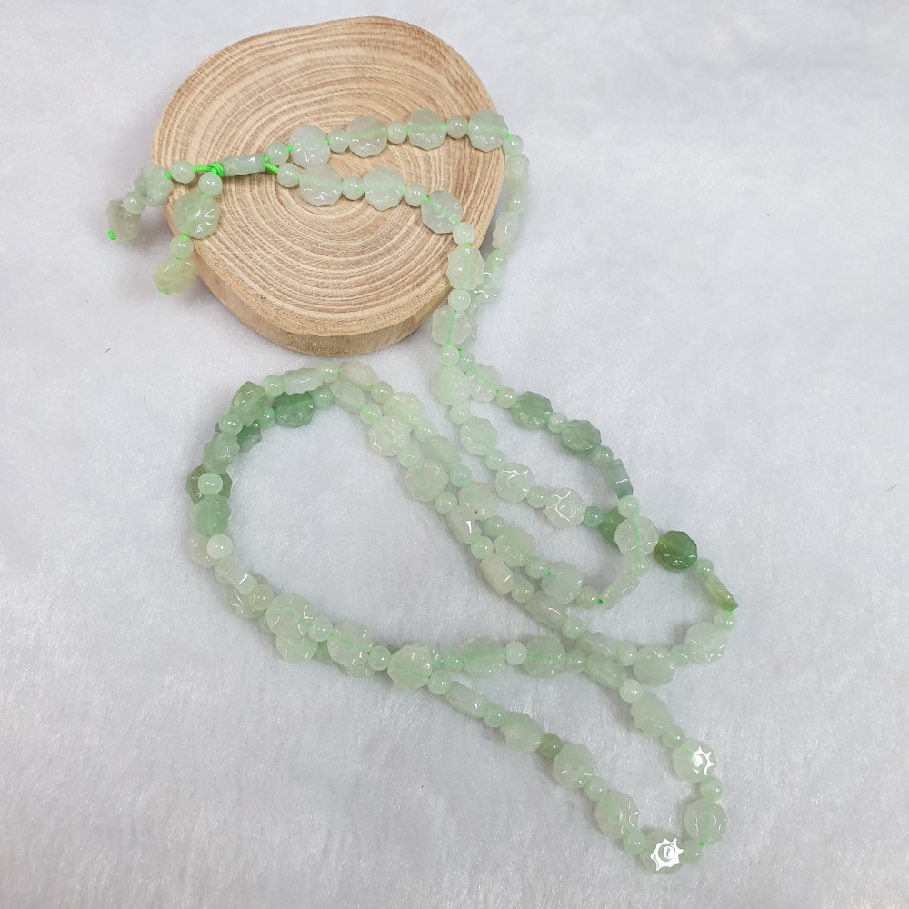 逸品軒～天然緬甸玉A貨-C2027- 冰糯八卦三圈珠串／可當三圈手鍊 總長39cm珠寬7mm 💰售價3000元-細節圖4