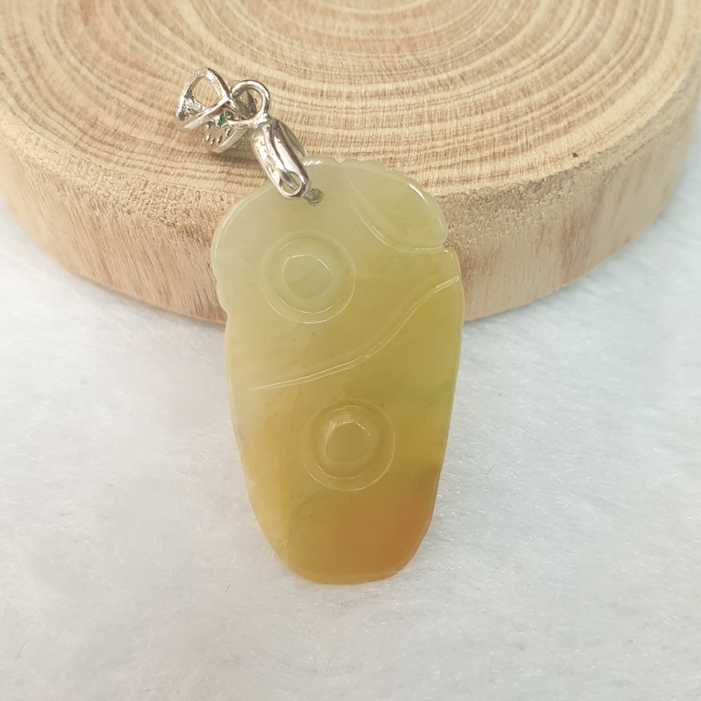 逸品軒～天然緬甸玉A貨-Z6682-黃翡佛公墜子 長28.9mm寬17mm厚4.8mm 💰售價1200元-細節圖2