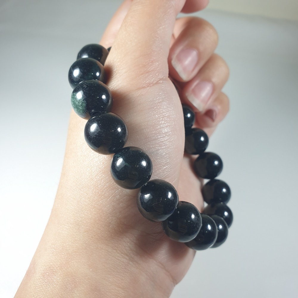 逸品軒～天然翡翠A貨-C2032-瓜料手串  珠寬11.8mm• 適合手腕16公分配戴-細節圖2