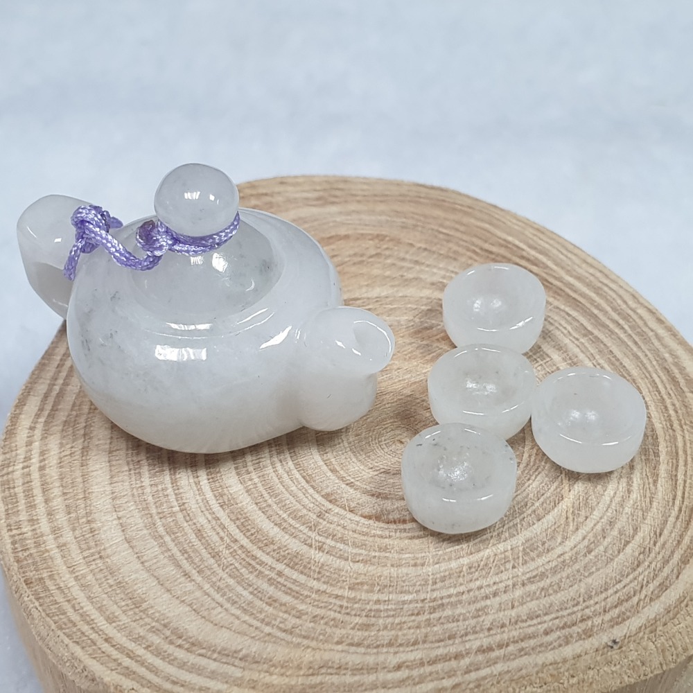 逸品軒～天然緬甸玉A貨-O0461-翡翠茶壺套組 直徑34.1mm寬22.4mm厚21.3mm 💰售價1680元-細節圖2