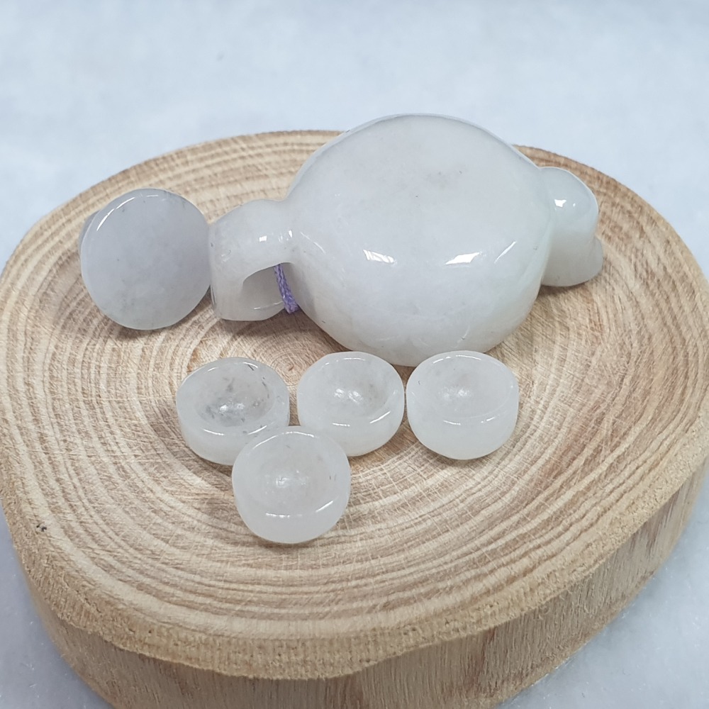 逸品軒～天然緬甸玉A貨-O0461-翡翠茶壺套組 直徑34.1mm寬22.4mm厚21.3mm 💰售價1680元-細節圖4