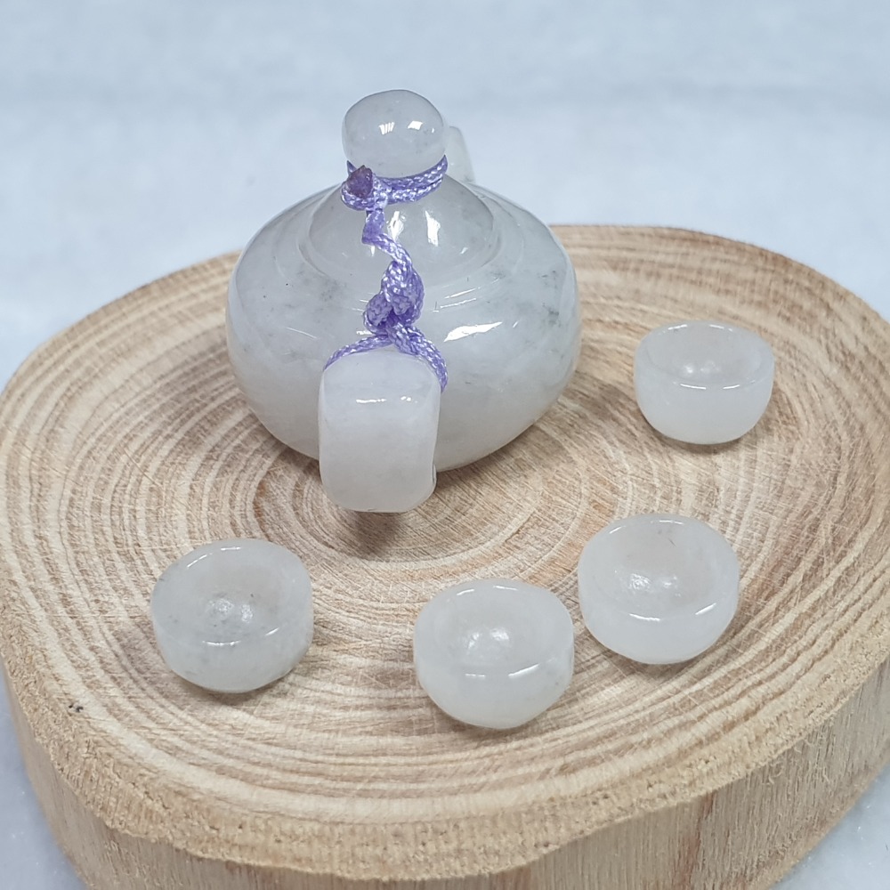 逸品軒～天然緬甸玉A貨-O0461-翡翠茶壺套組 直徑34.1mm寬22.4mm厚21.3mm 💰售價1680元-細節圖5