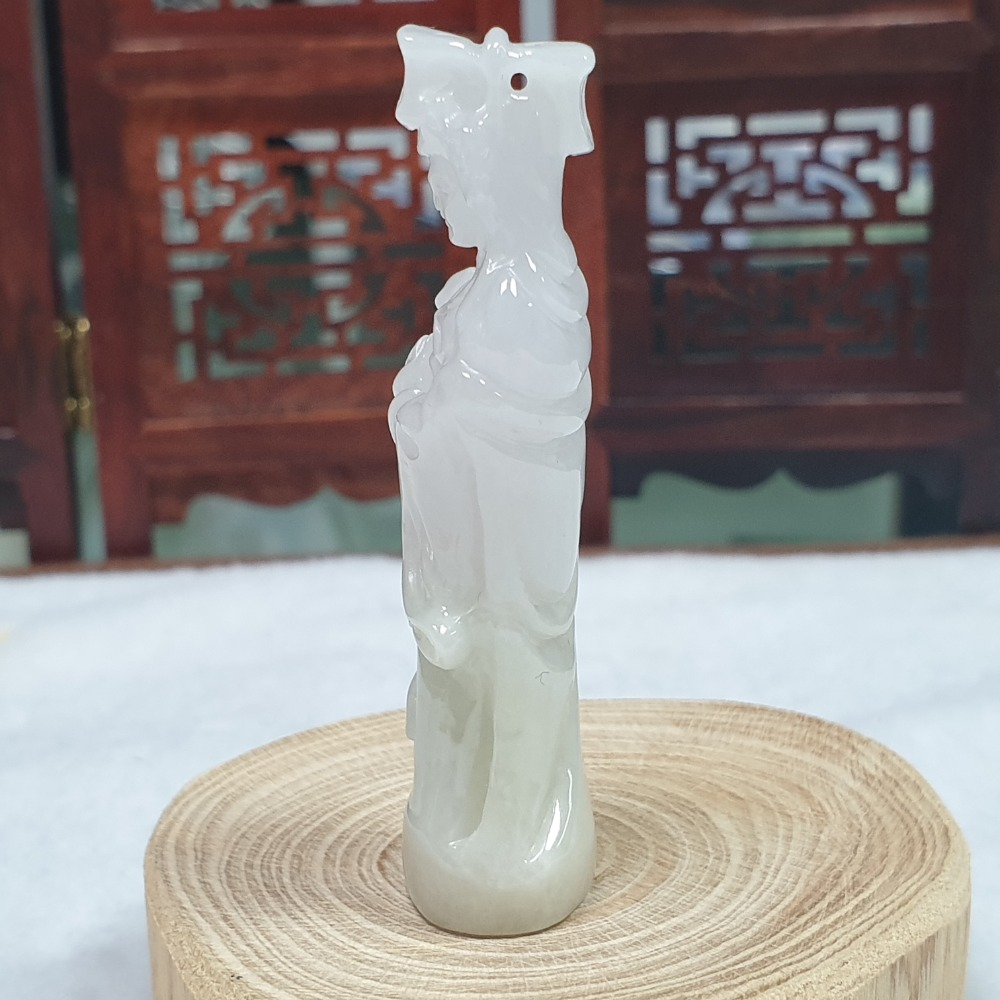 逸品軒～天然緬甸玉A貨-O0464-細糯媽祖小擺件/墜子 高60mm寬19.1mm厚13.9mm 💰售價2980元-細節圖2