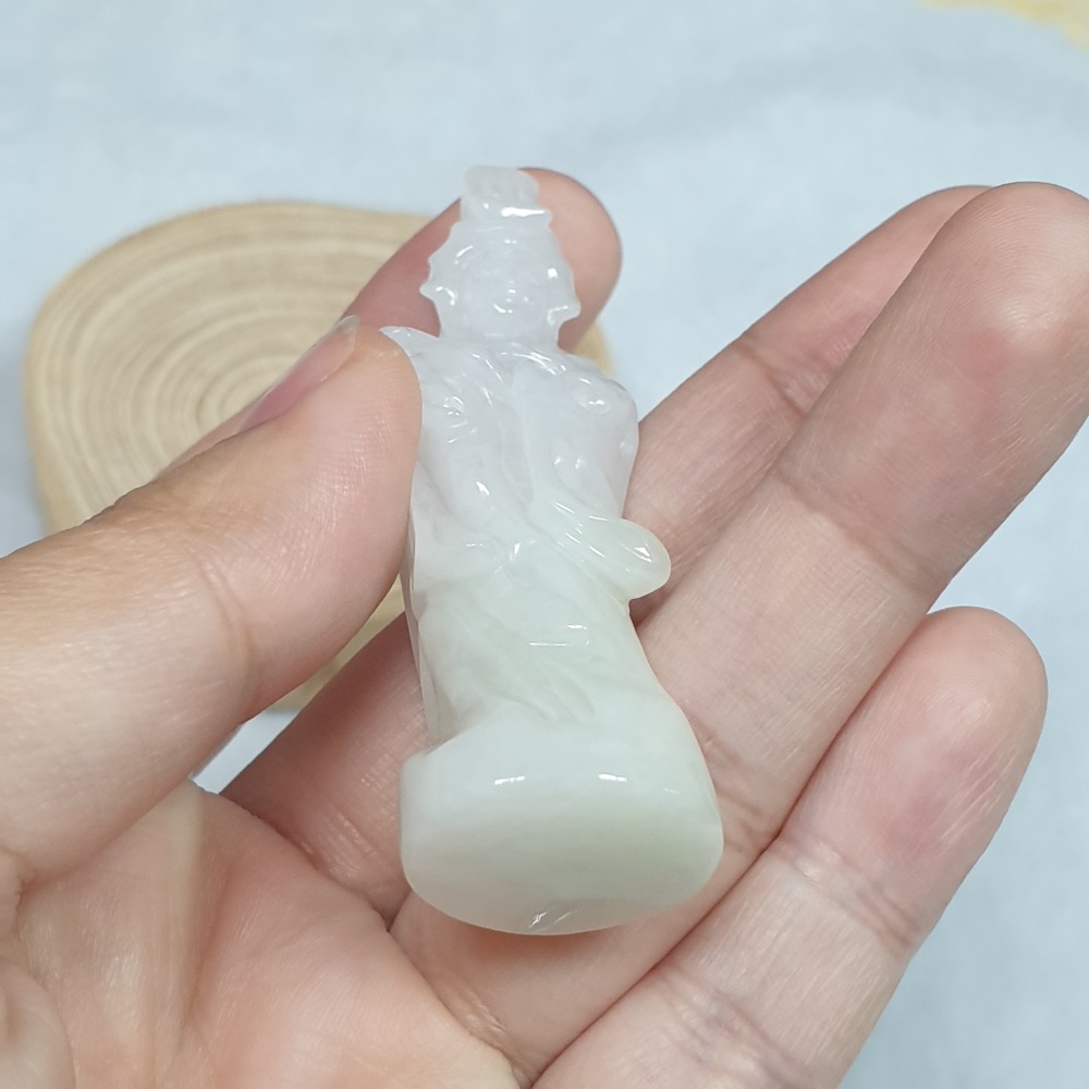 逸品軒～天然緬甸玉A貨-O0464-細糯媽祖小擺件/墜子 高60mm寬19.1mm厚13.9mm 💰售價2980元-細節圖5