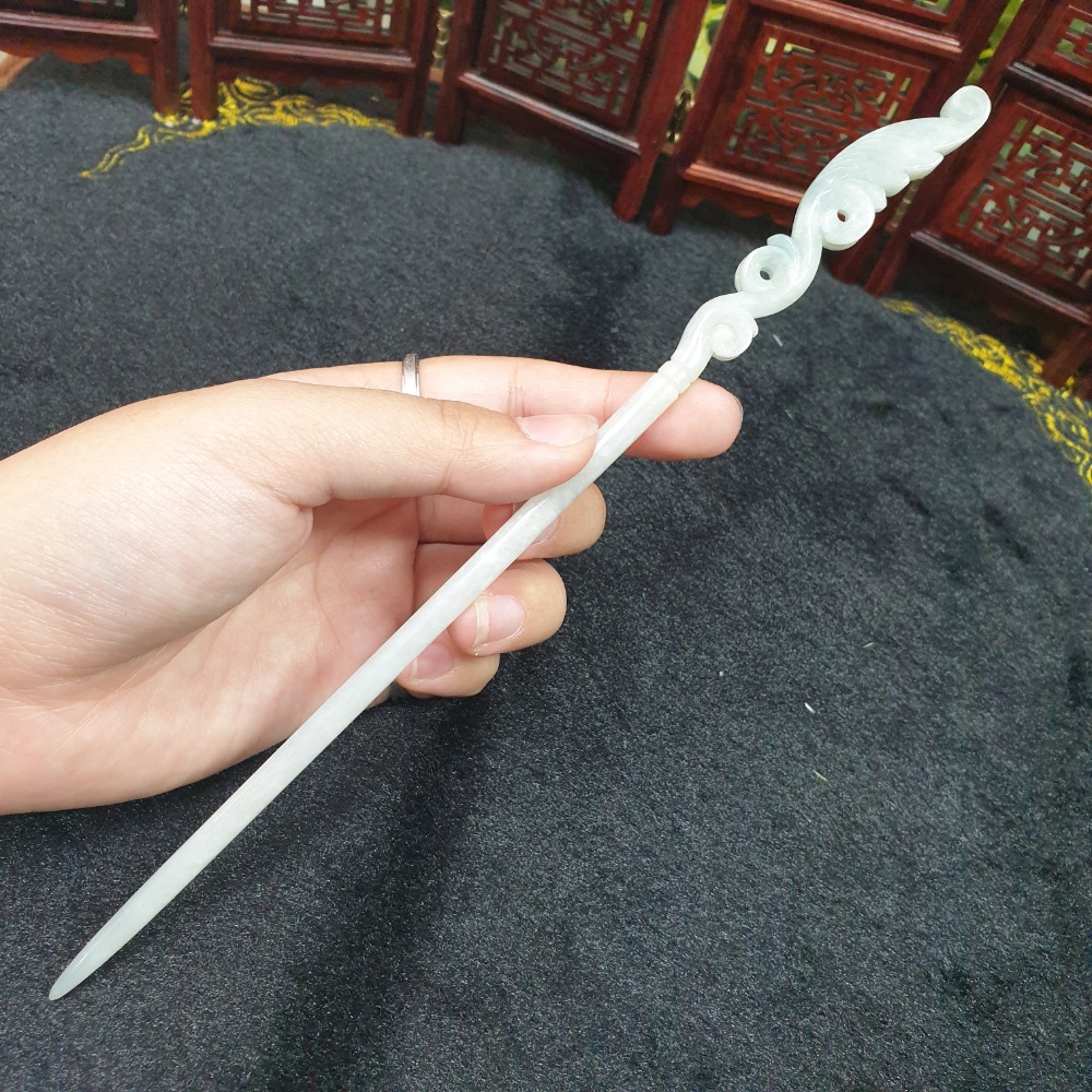逸品軒~天然翡翠A貨-O0469-翡翠髮簪  長20.4公分寬12.3mm厚5.6mm  ♥️售價3500元-細節圖2