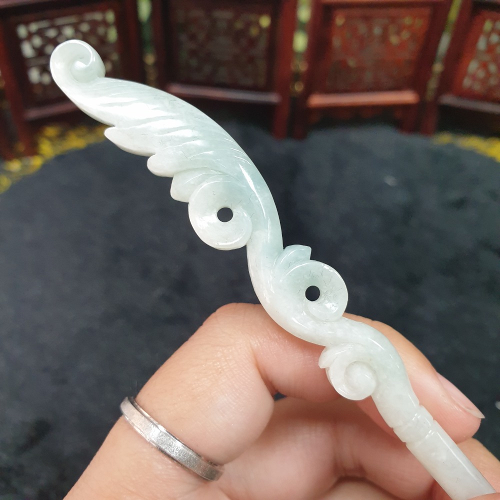 逸品軒~天然翡翠A貨-O0469-翡翠髮簪  長20.4公分寬12.3mm厚5.6mm  ♥️售價3500元-細節圖3