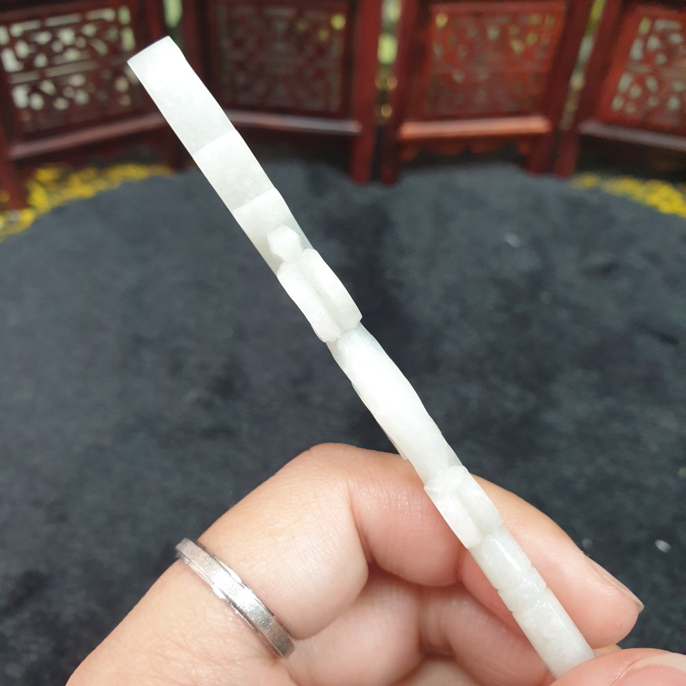 逸品軒~天然翡翠A貨-O0469-翡翠髮簪  長20.4公分寬12.3mm厚5.6mm  ♥️售價3500元-細節圖4