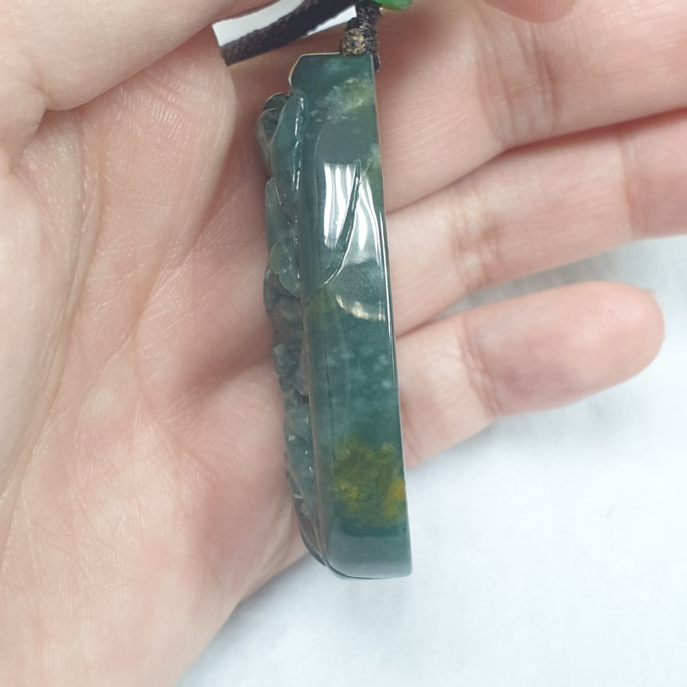 逸品軒~天然翡翠A貨-Z6718-瓜料龍牌墜子 長47.1mm寬32.8mm厚10.8mm ♥️售價680元-細節圖4