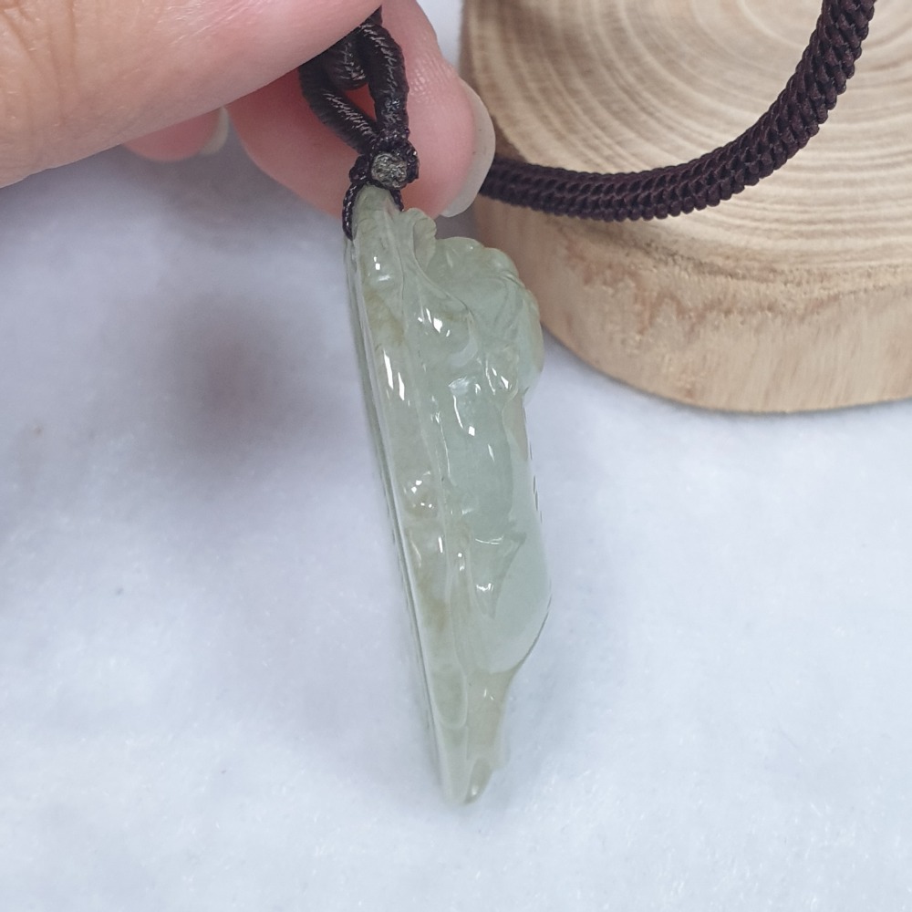 逸品軒~天然緬甸玉A貨-Z6719-冰糯貔貅墜子 長39.1mm寬28.6mm厚11.6mm 💰售價2800元-細節圖3