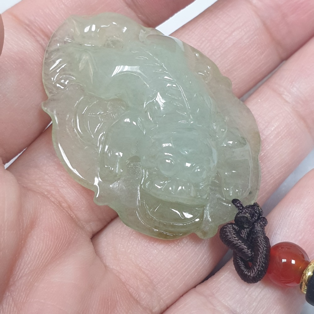 逸品軒~天然緬甸玉A貨-Z6719-冰糯貔貅墜子 長39.1mm寬28.6mm厚11.6mm 💰售價2800元-細節圖4