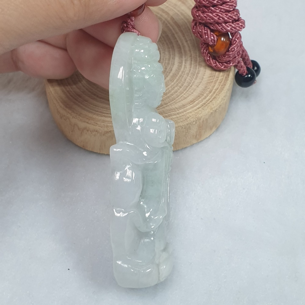 逸品軒~天然緬甸玉A貨-Z6722-觀音墜子 長66.2mm寬28.2mm厚12.2mm 💰售價1800元-細節圖3
