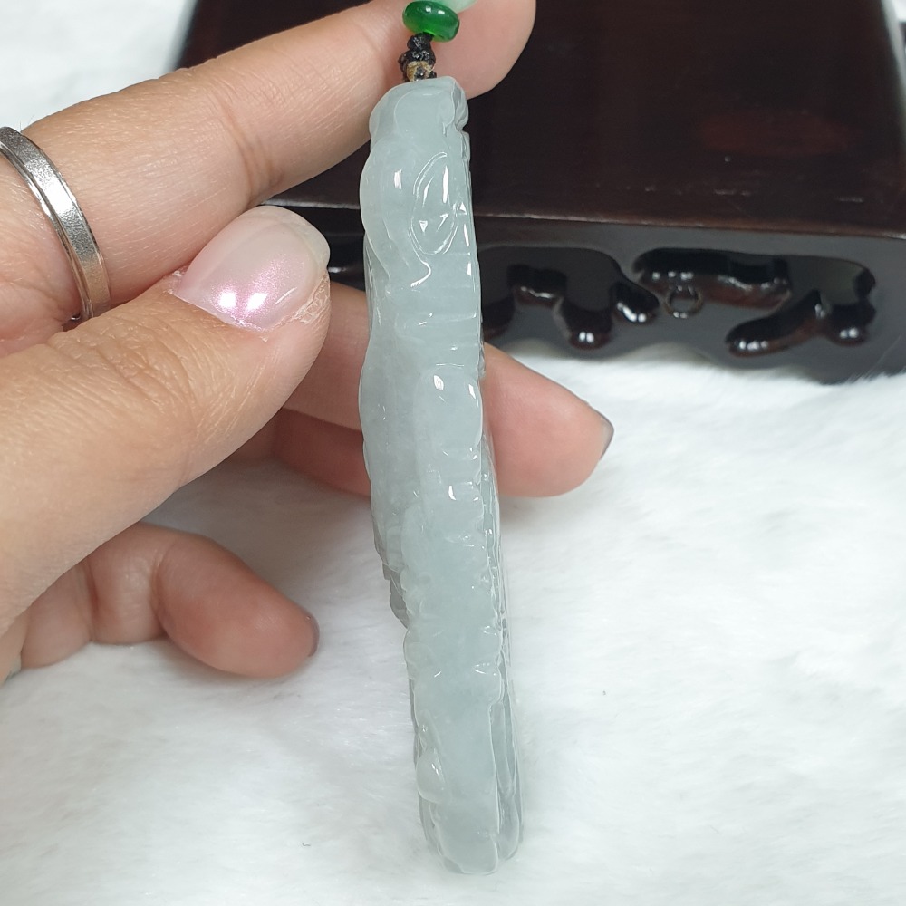 逸品軒~天然緬甸玉A貨-Z6737-冰糯龍牌墜子 長76.1mm寬33.8mm厚11.2mm 💰售價2980元-細節圖4