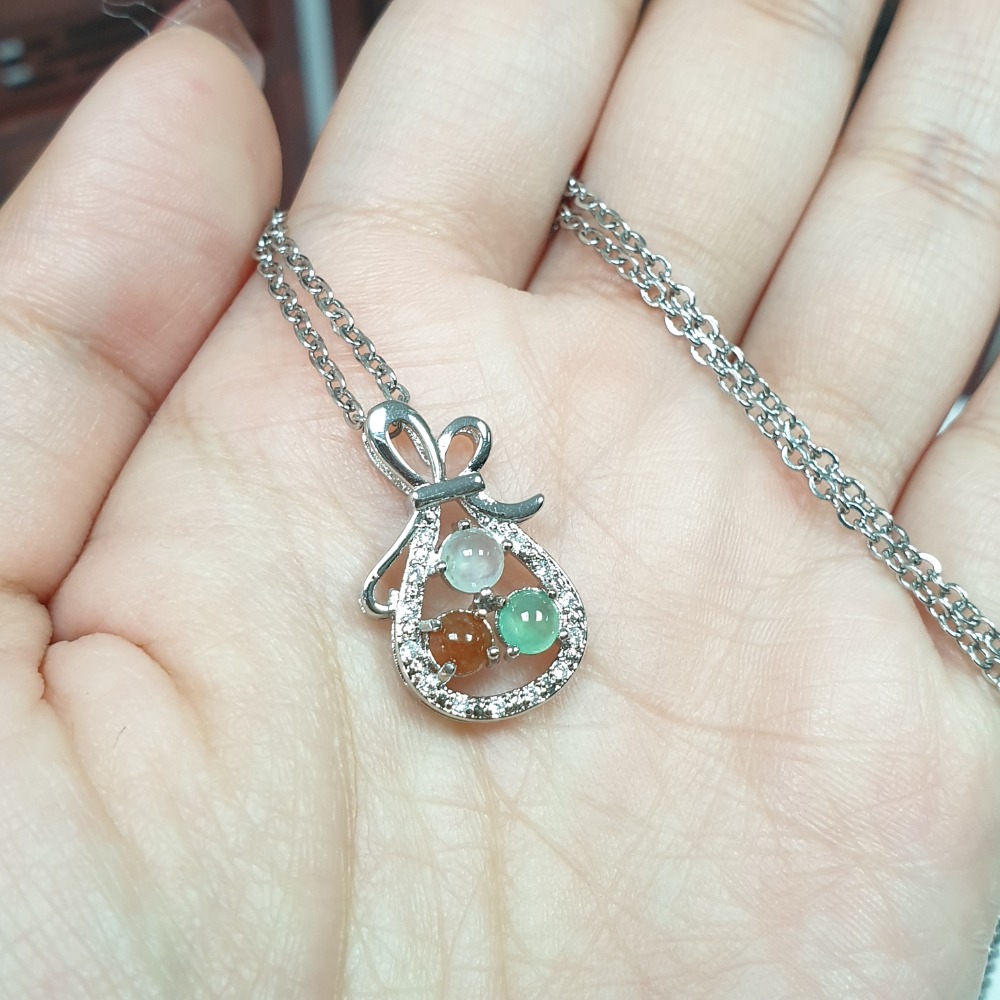 逸品軒～天然緬甸玉A貨-Z6801-翡翠飾品三件套組  內含項鍊／耳釘／可調式戒指-細節圖3