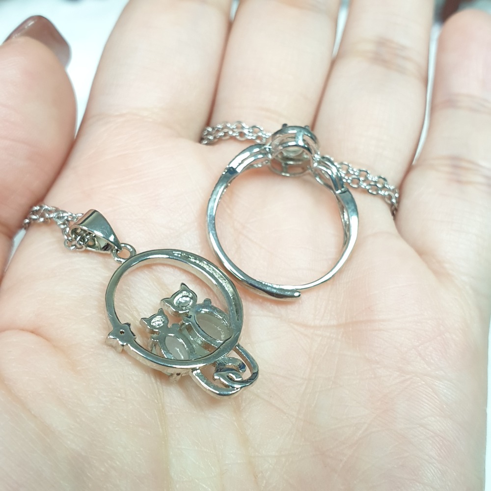 逸品軒～天然緬甸玉A貨-Z6803-翡翠飾品三件套組  內含項鍊／耳釘／可調式戒指-細節圖4