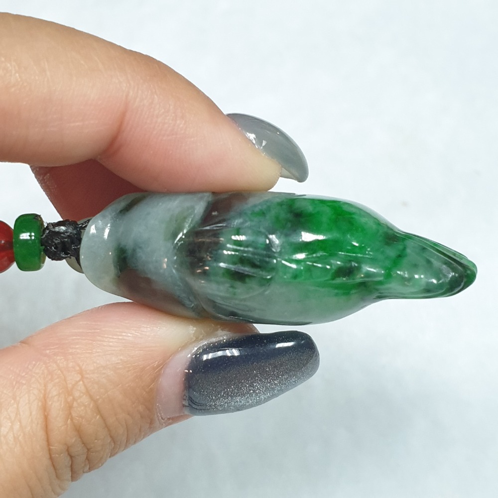 逸品軒～天然緬甸玉A貨-Z6897-飄花魚墜子 長43.8mm寬28.7mm厚14.4mm 💰售價2980元-細節圖5