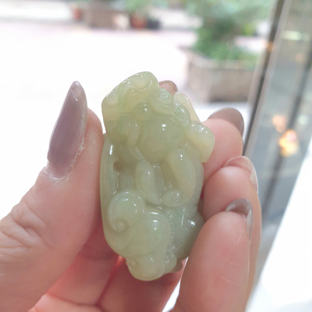 逸品軒～天然緬甸玉A貨-Z6931-細糯淡黃如意貔貅/小擺件(一對)-細節圖4