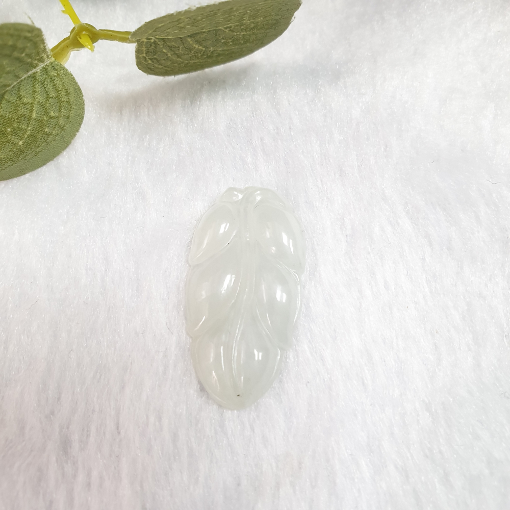 逸品軒～天然翡翠A貨-Z6937-冰糯葉子墜子-細節圖5