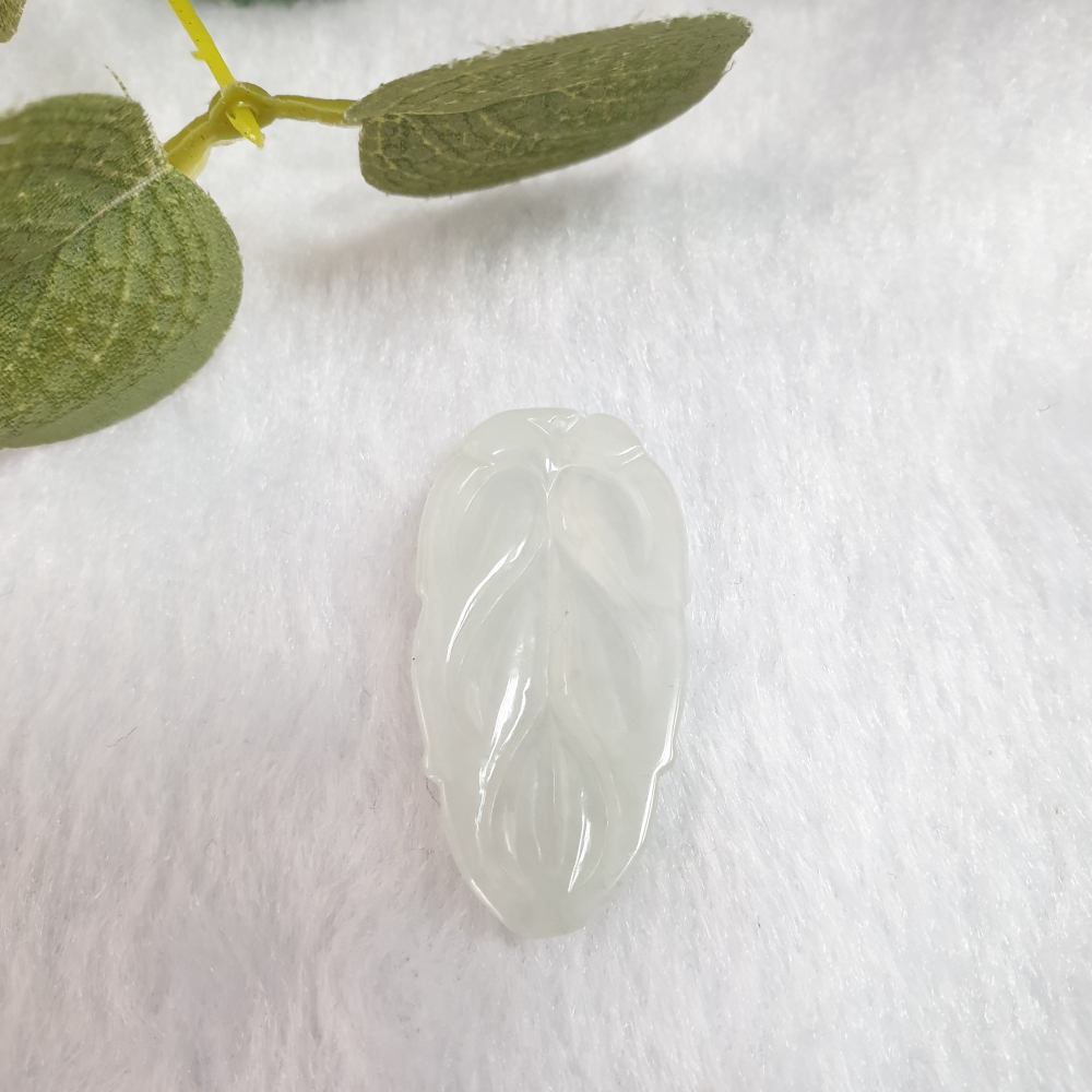 逸品軒～天然翡翠A貨-Z6937-冰糯葉子墜子-細節圖6