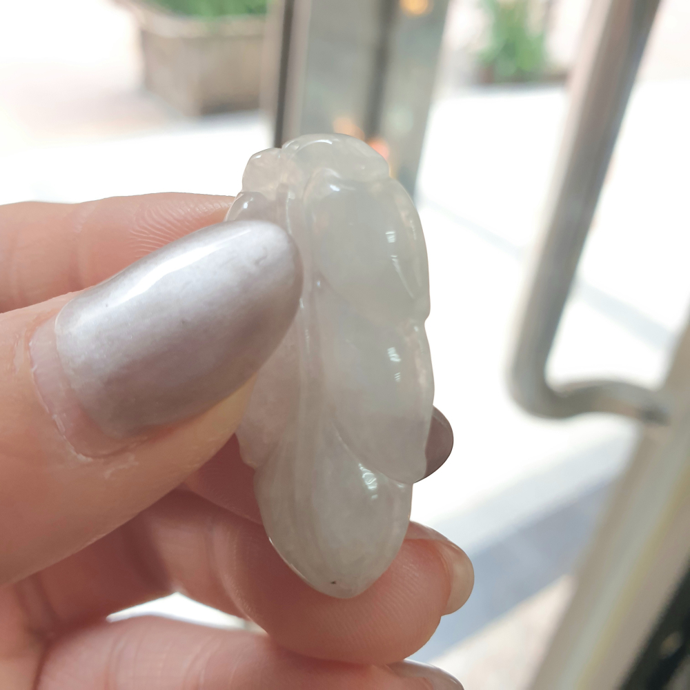 逸品軒～天然翡翠A貨-Z6937-冰糯葉子墜子-細節圖7