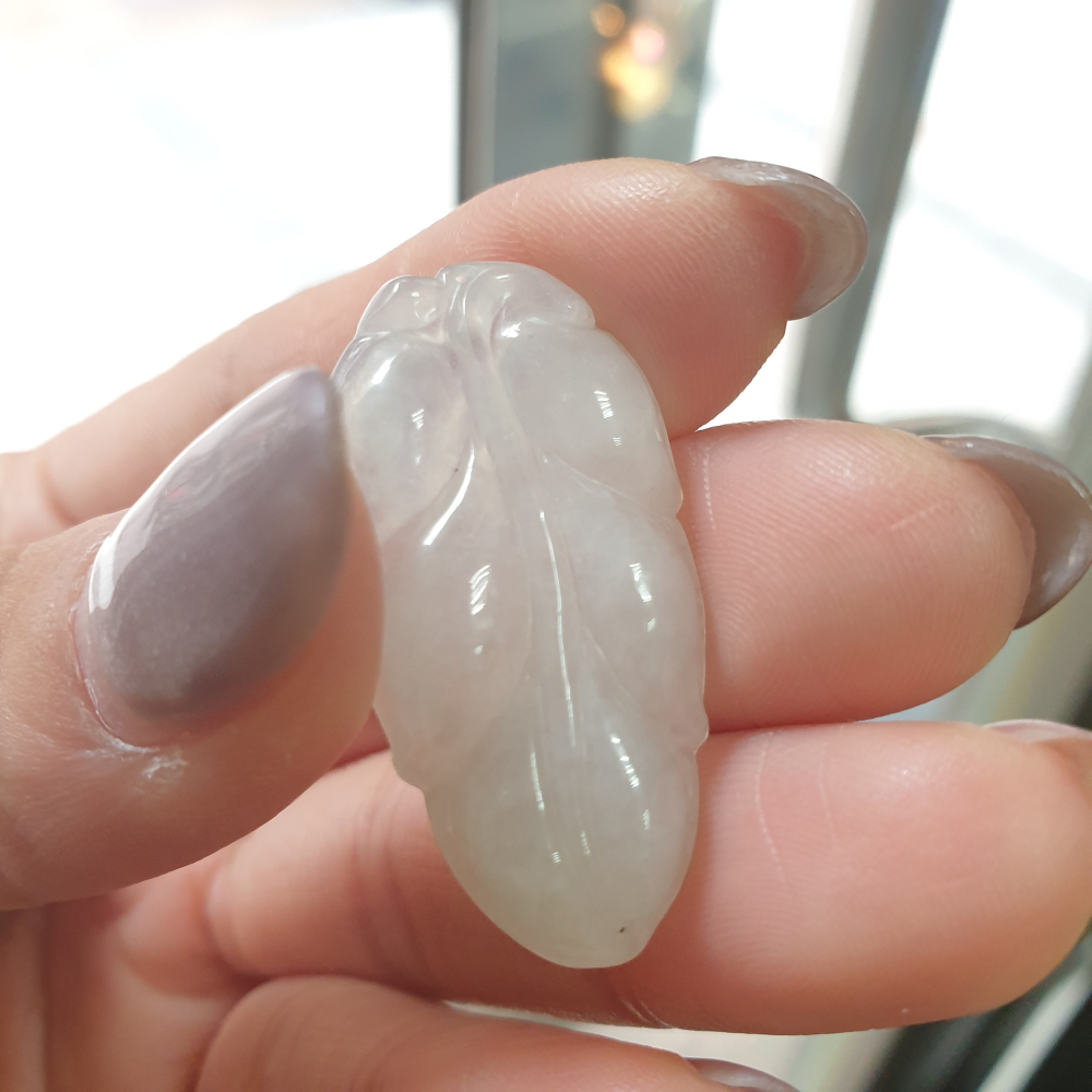 逸品軒～天然翡翠A貨-Z6937-冰糯葉子墜子-細節圖8