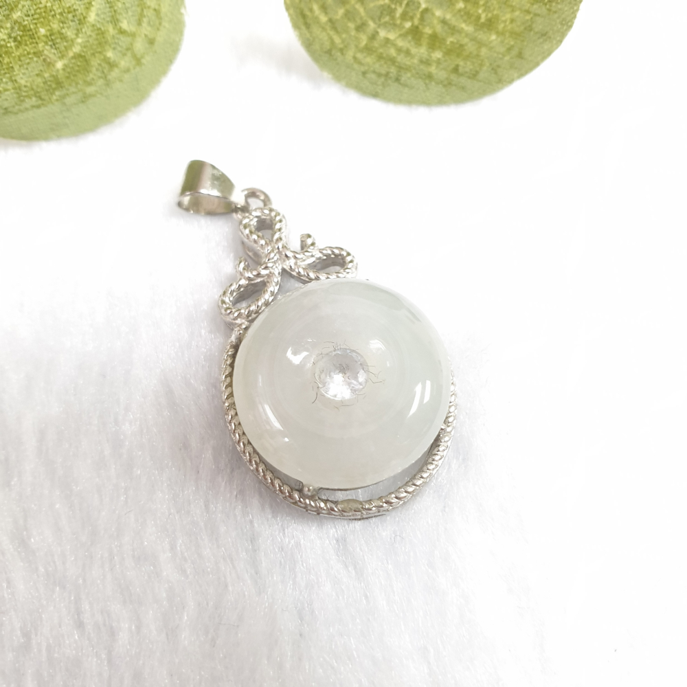 逸品軒～天然翡翠A貨-Z6941-冰糯平安扣墜-細節圖2