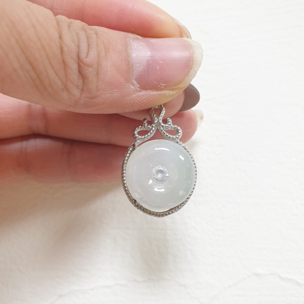 逸品軒～天然翡翠A貨-Z6941-冰糯平安扣墜-細節圖3