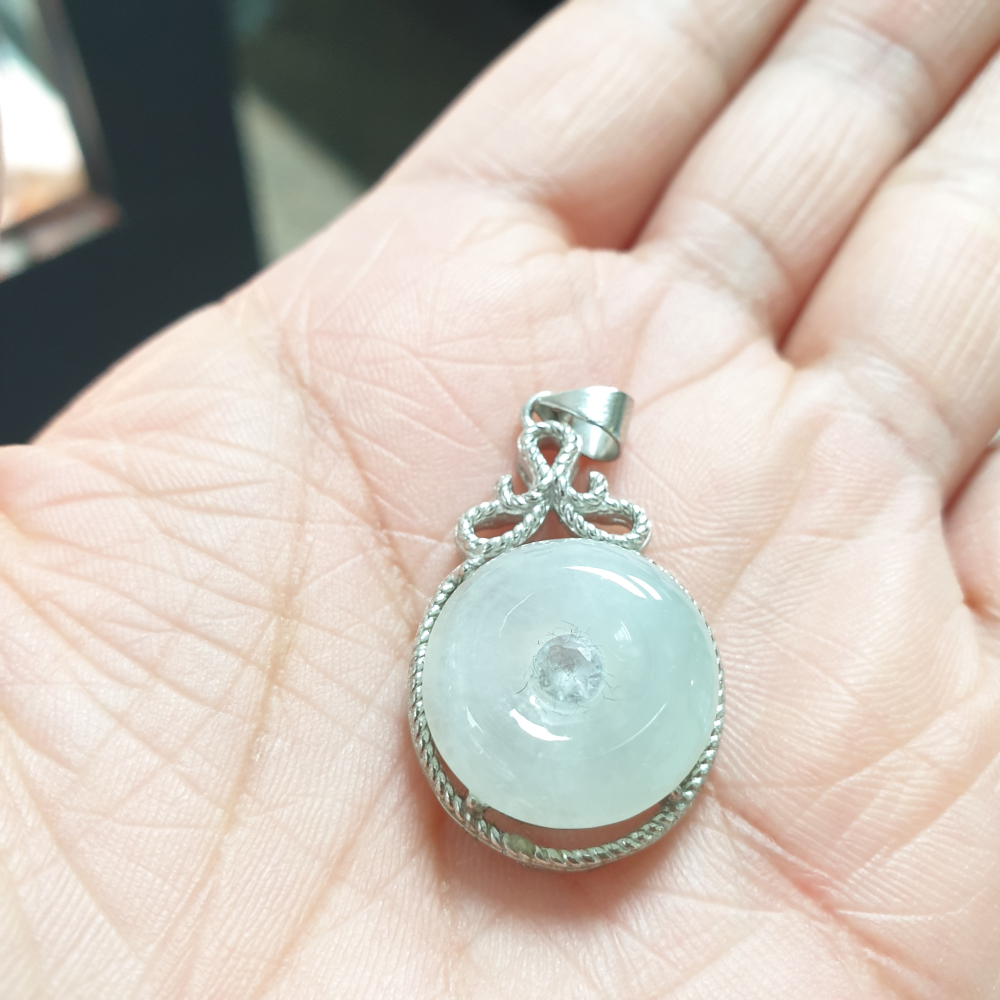 逸品軒～天然翡翠A貨-Z6941-冰糯平安扣墜-細節圖4