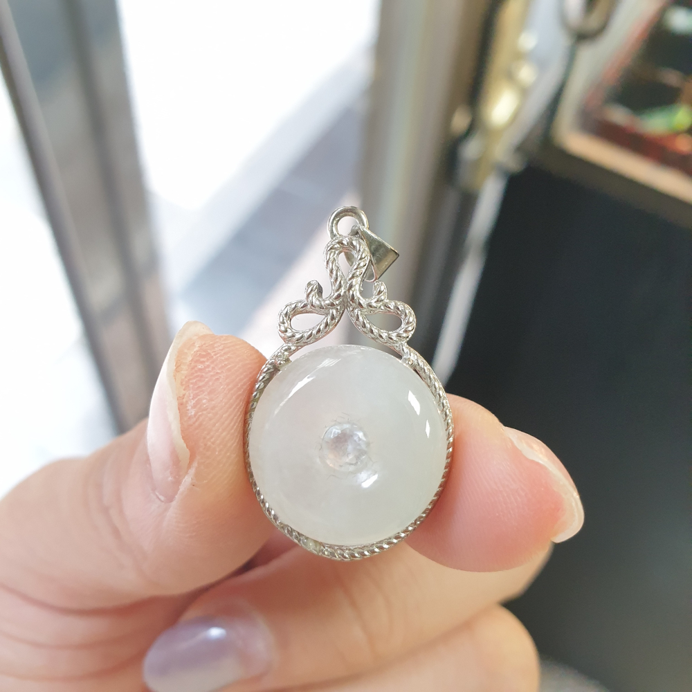 逸品軒～天然翡翠A貨-Z6941-冰糯平安扣墜-細節圖6