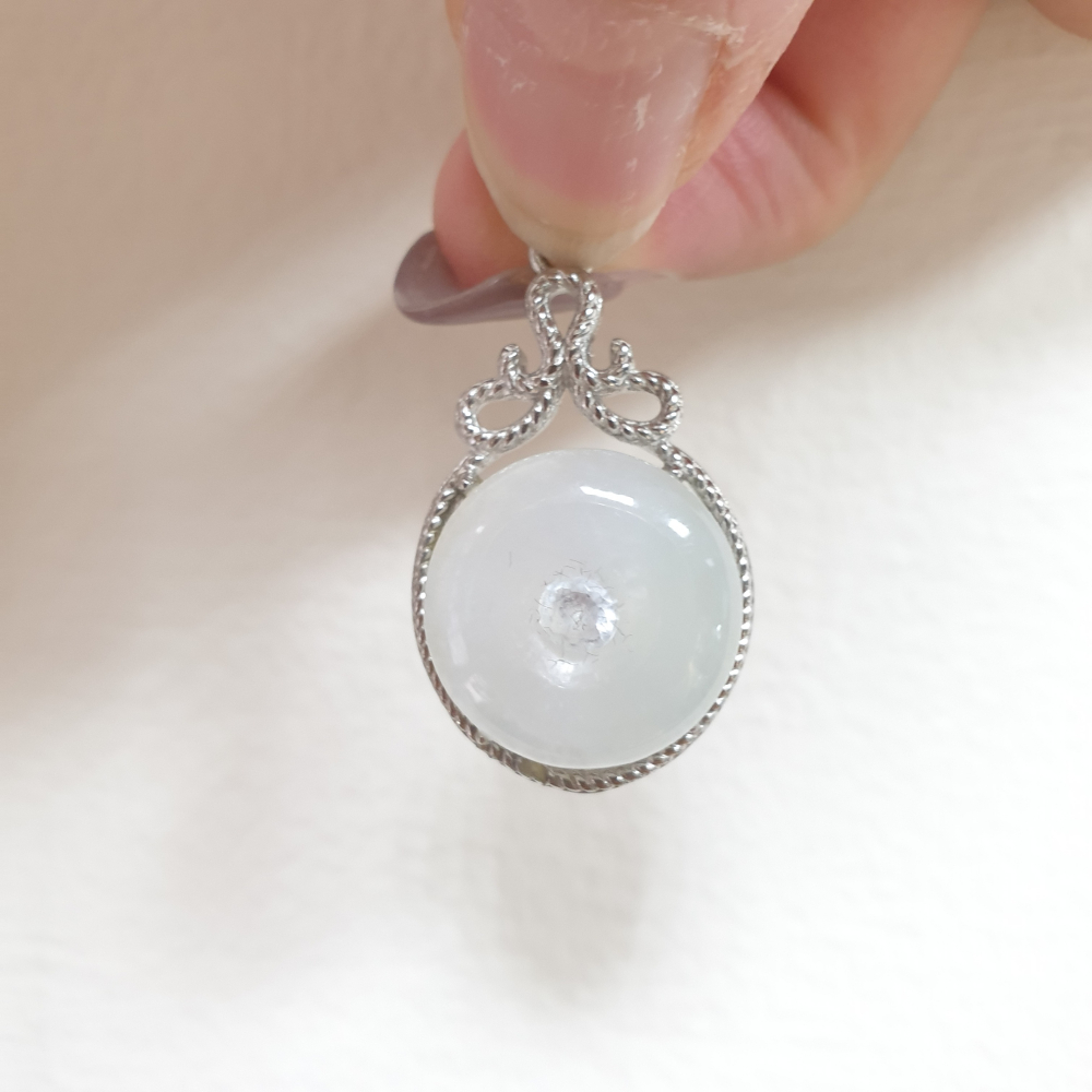 逸品軒～天然翡翠A貨-Z6941-冰糯平安扣墜-細節圖7