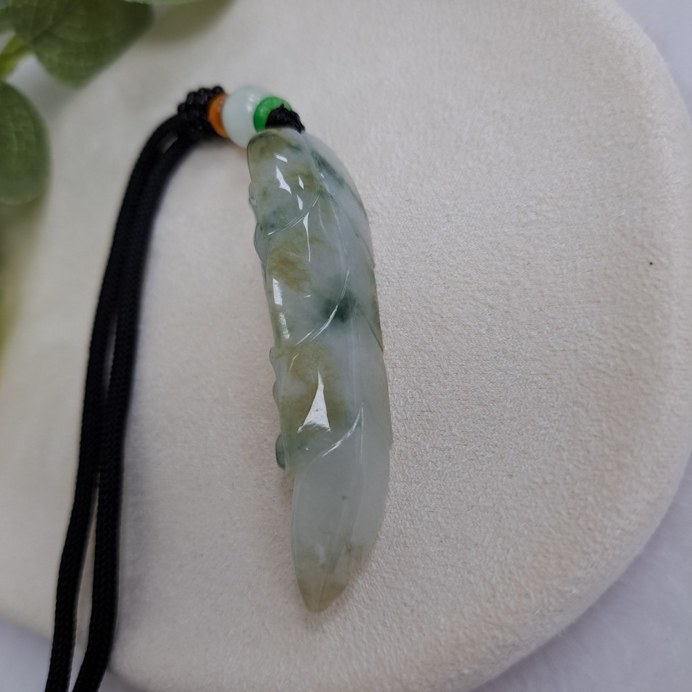 逸品軒～天然緬甸玉A貨-Z6988-飄花帶黃翡螭龍墜子 長57.0mm寬15.7mm厚13.0mm-細節圖8