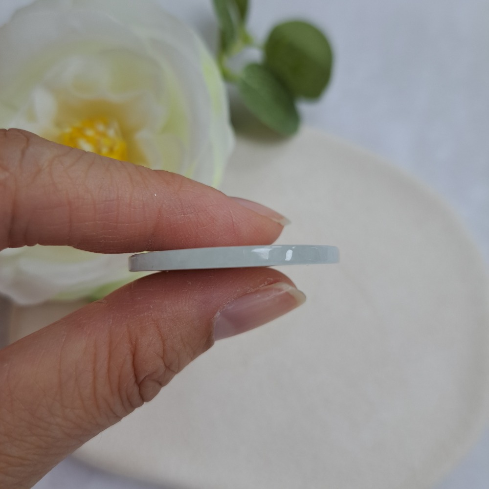 逸品軒～天然緬甸玉A貨-Z6991-冰糯無事牌墜子（附鋼扣） 直徑約33.0～34.0mm厚2.7mm-細節圖8