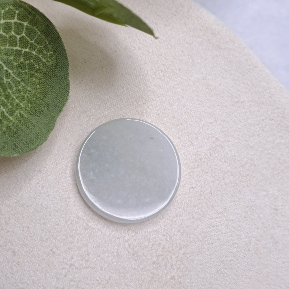 逸品軒～天然緬甸玉A貨-Z6999-冰糯無事牌墜子 直徑約21.7mm厚3.0mm-細節圖3