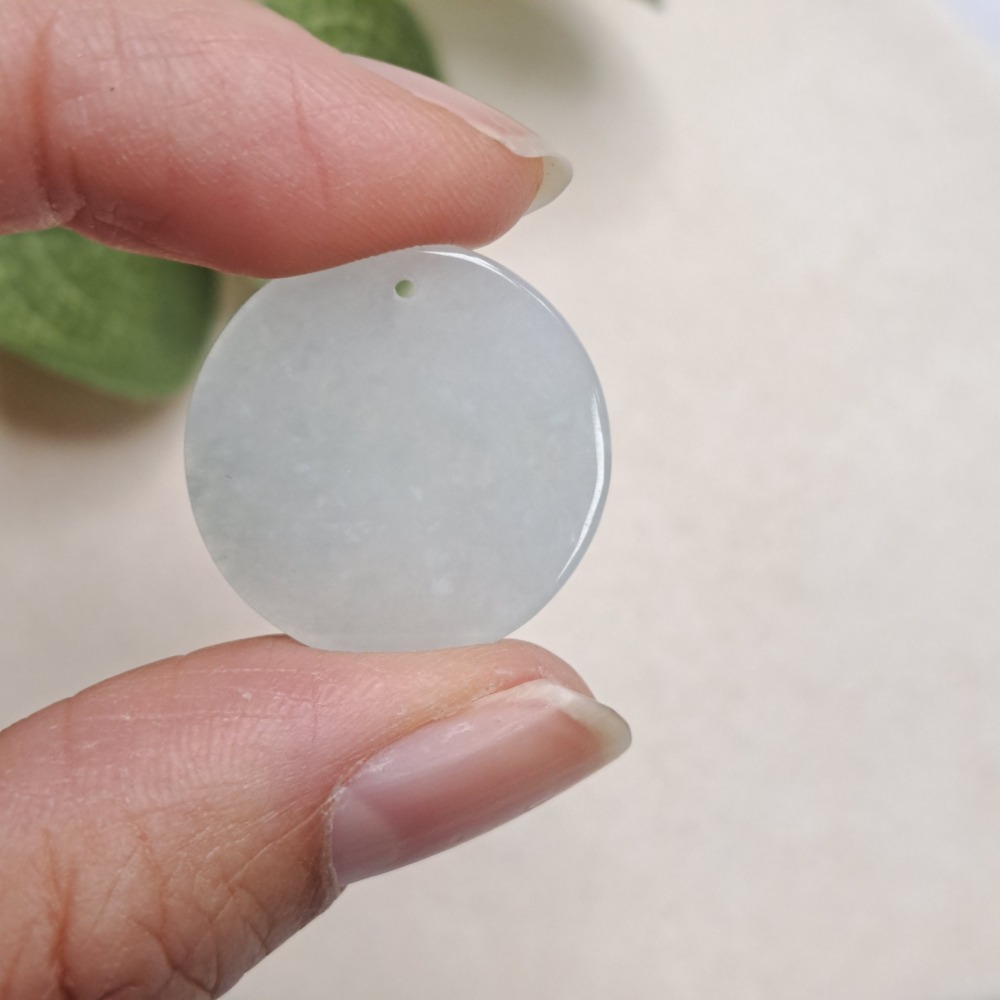 逸品軒～天然緬甸玉A貨-Z6999-冰糯無事牌墜子 直徑約21.7mm厚3.0mm-細節圖5