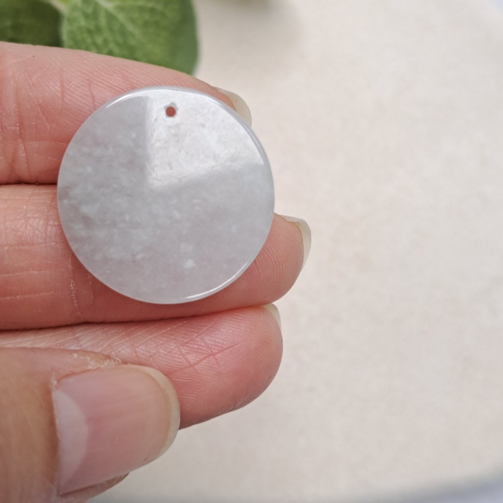 逸品軒～天然緬甸玉A貨-Z6999-冰糯無事牌墜子 直徑約21.7mm厚3.0mm-細節圖6