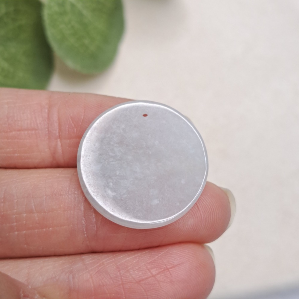 逸品軒～天然緬甸玉A貨-Z6999-冰糯無事牌墜子 直徑約21.7mm厚3.0mm-細節圖7