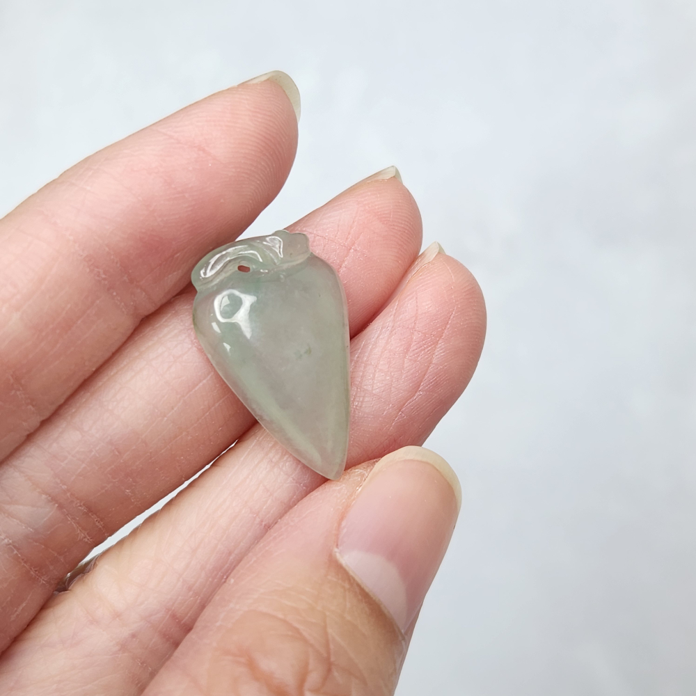 逸品軒～天然緬甸玉A貨-Z7007-冰糯晴水桃子墜子長22.5mm寬13.8mm厚4.4mm-細節圖2